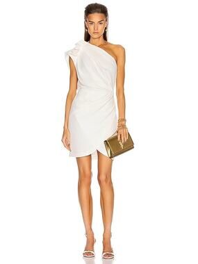 $336 IRO Paris Marine One Shoulder White Mini Dress - FR 38 / US 6
